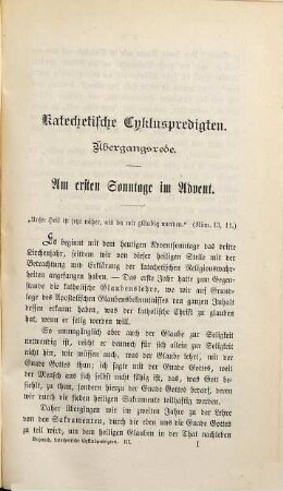 Katechetische Predigten, 3. Katechetische Cykluspredigten