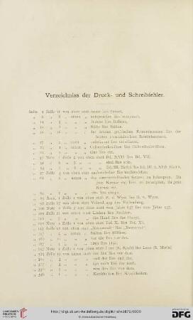 Verzeichniss der Druck- und Schreibfehler
