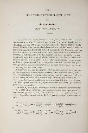 Sulle forme geometriche di seconda specie (Cont. Vedi vol. III pag. 310).