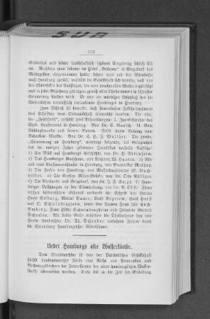Ueber Hamburgs alte Wasserkünste.