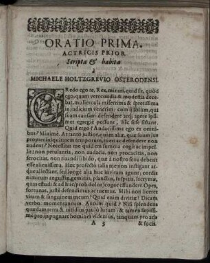 Oratio Prima. Actricis Prior