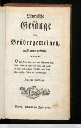 Liturgische Gesänge der Brüdergemeinen