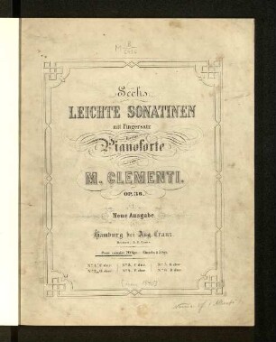 Sechs leichte Sonatinen : mit Fingersatz ; für das Pianoforte ; Op. 36