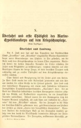 X. Überfahrt und erste Thätigkeit des Marine-Expeditionskorps auf dem Kriegsschauplatze