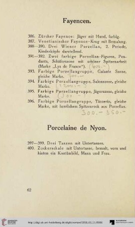 Fayencen (Nr. 386-396)