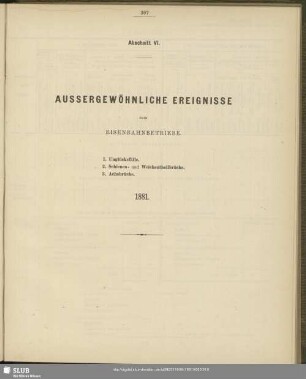 Abschnitt VI. Aussergewöhnliche Ereignisse Beim Eisenbahnbetriebe