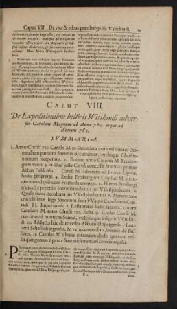 Caput VIII. De Expeditionibus bellicis Witikindi adversus Carolum Magnum ab Anno 780. usque ad Annum 783