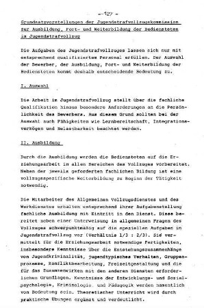 127-129, zur Ausbildung, Fort- und Weiterbildung der Bediensteten im Jugendstrafvollzug