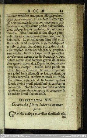 Observatio XIV. Gravida silens liberos mutos parit