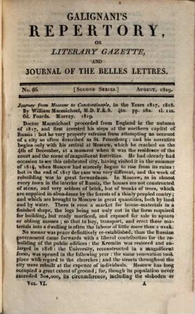 Galignani's repertory or literary gazette and journal of the belles lettres. 6. 1819