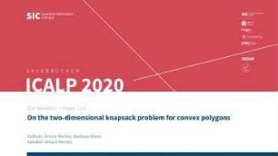 On the two-dimensional knapsack problem for convex polygons: Q/A Session C - Paper C3.C