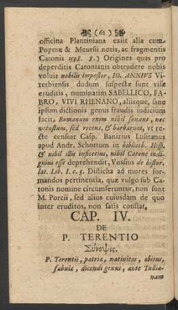 Cap. IV. De P. Terentio