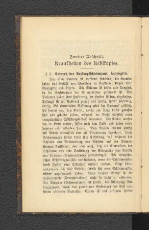 § 1. Katarrh der Kehlkopfschleimhaut. Laryngitis.