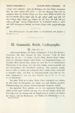 III. Grammatik, Metrik und Lexikographie