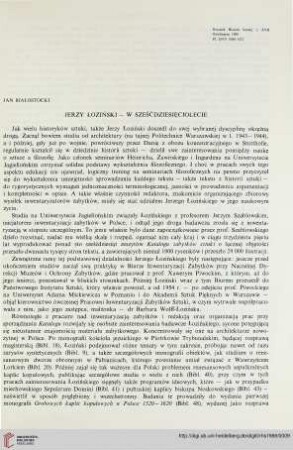 17: Jerzy Łoziński : w sześćdziesięciolecie