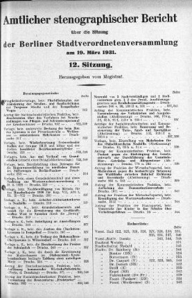 Sitzung 12, 19. März 1931