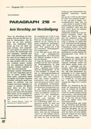Paragraph 218 - kein Vorschlag zur Verständigung