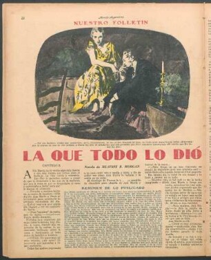 La que todo lo dió : Nuestro folletín