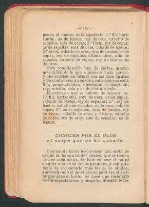 Conocer por el olor el naipe que se ha sacado.