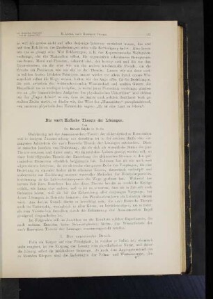 Die van't Hoffsche Theorie der Lösungen.