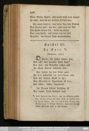 Epistel XV. An Katt. (November, 1760.)