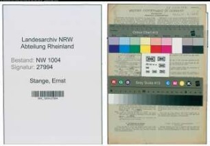 Entnazifizierung Ernst Stange , geb. 01.11.1899 (Angestellter)