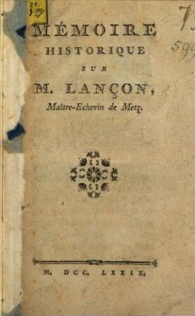 Mémoire historique sur M. Lançon