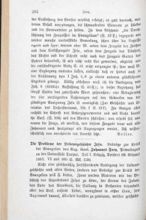 282-284 [Rezension] Frey, Johannes, Die Probleme der Leidensgeschichte Jesu