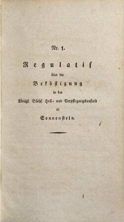 Beschreibung der königl. Sächsischen Heil- und Verpflegungsanstalt Sonnenstein : mit Bemerkungen über Anstalten für Herstellung oder Verwahrung der Geisteskranken, 2