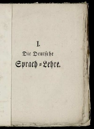 I. Die Deutsche Sprach-Lehre.