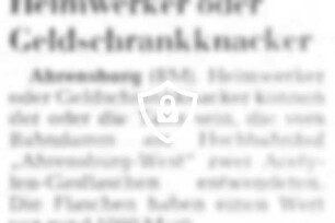 Heimwerker oder Geldschrankknacker