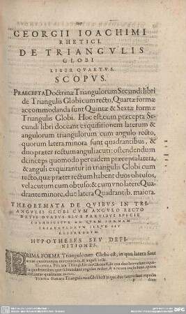 DE TRIANGULIS GLOBI LIBER QUARTUS.