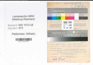 Entnazifizierung Wilhelm Plettemeier , geb. 26.10.1900 (Landwirt)