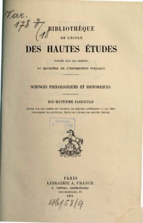 Étude sur les comtes et vicomtes de Limoges antérieurs à l'an 1000