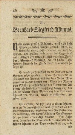 III. Bernhard Siegfried Albinus.