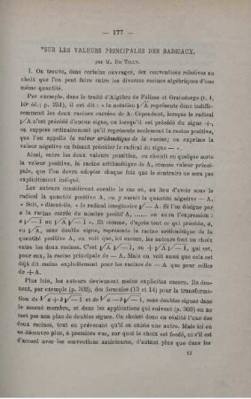 SUR LES VALEURS PRINCIPALES DES RADICAUX.