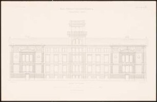 Physikalisches Institut: Ansicht von Norden (aus: Kaiser-Wilhelms-Universität, Straßburg. I. Das Physikalische Institut, 1884)