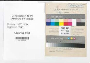 Entnazifizierung Paul Grzonka , geb. 27.06.1889 (Beamter)