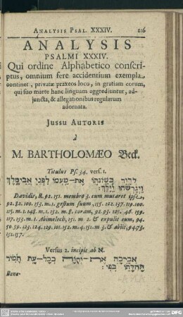 Analysis Psalmi XXXIV.