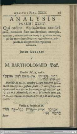 Analysis Psalmi XXXIV.