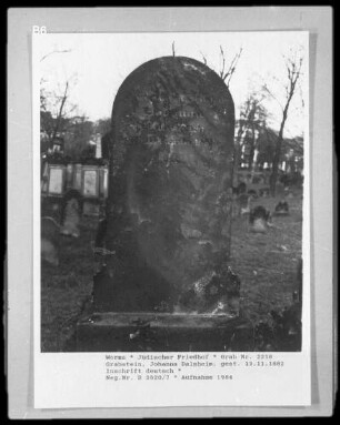 Grabstein der Johanna Dalsheim (gestorben 1882.11.13)