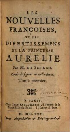 Les nouvelles Françoises, ou les divertissemens de la Princesse Aurelie, 1