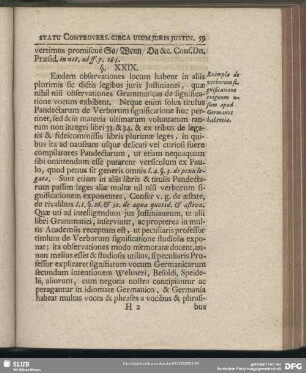 §. XXIX. Exempla de verborum significatio Exiguum usum apud Germanos habentia