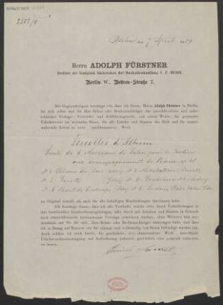 Verlagsschein über Opus 28