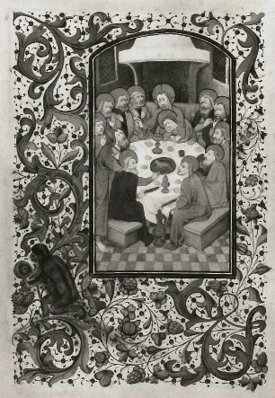 Letztes Abendmahl : Letztes Abendmahl (Illumination eines Stundenbuches) (1401/1500). Gotha: Forschungsbibliothek Memb. II 137 fol. 38