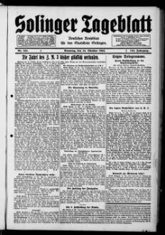 Solinger Tageblatt : die Nachmittagszeitung der Klingenstadt : aelteste Tageszeitung im Stadtkreis Solingen