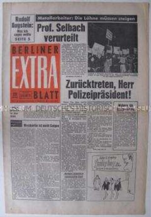 Linke Boulevard-Zeitung "Berliner Extra Blatt" u.a. über Prostitution und zum Kampf der IG Metall in Berlin (West)