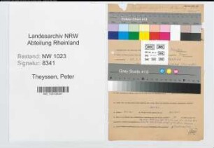Entnazifizierung Peter Theyssen , geb. 28.05.1905 (Hilfsarbeiter)