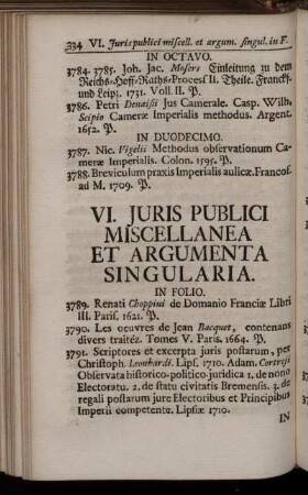 VI. Juris Publici Miscellanea Et Argumenta Singularia.