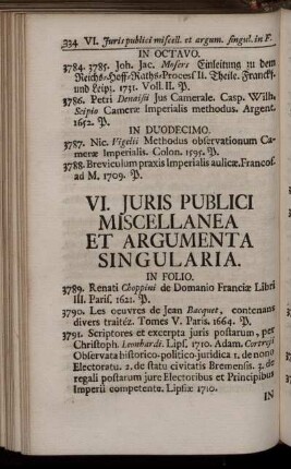 VI. Juris Publici Miscellanea Et Argumenta Singularia.